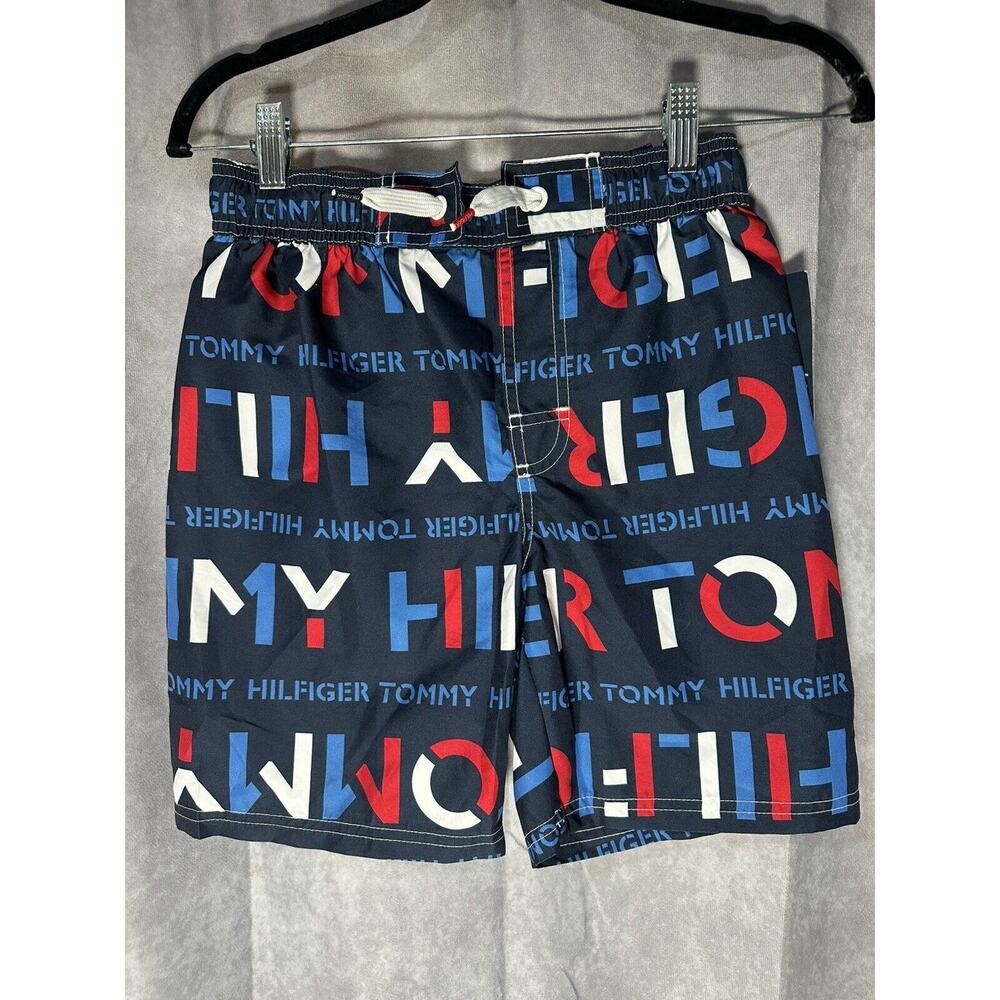TOMMY HILFIGER Big Boys Stencil Print Swim Trunks Multicolor Size M 12/14